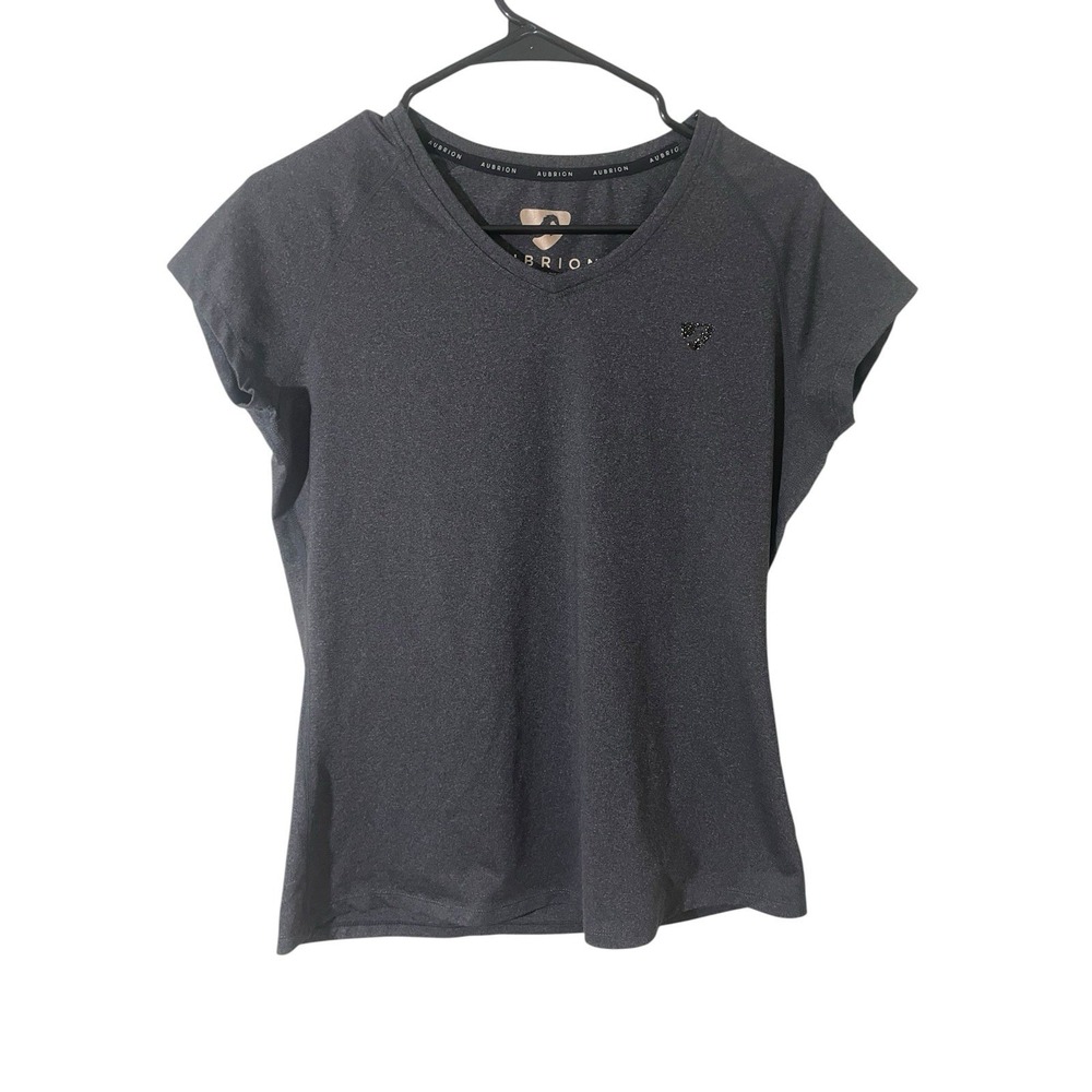 Aubrion Women's Small Charcoal Gray Cap Sleeve Tech Tshirt Outdoors Workout EUC‎